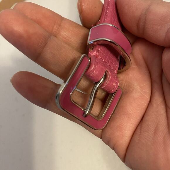 Talbots Hot Pink Genuine Leather Belt Solid Stainless Buckle Womens Size Medium - Picture 4 of 5